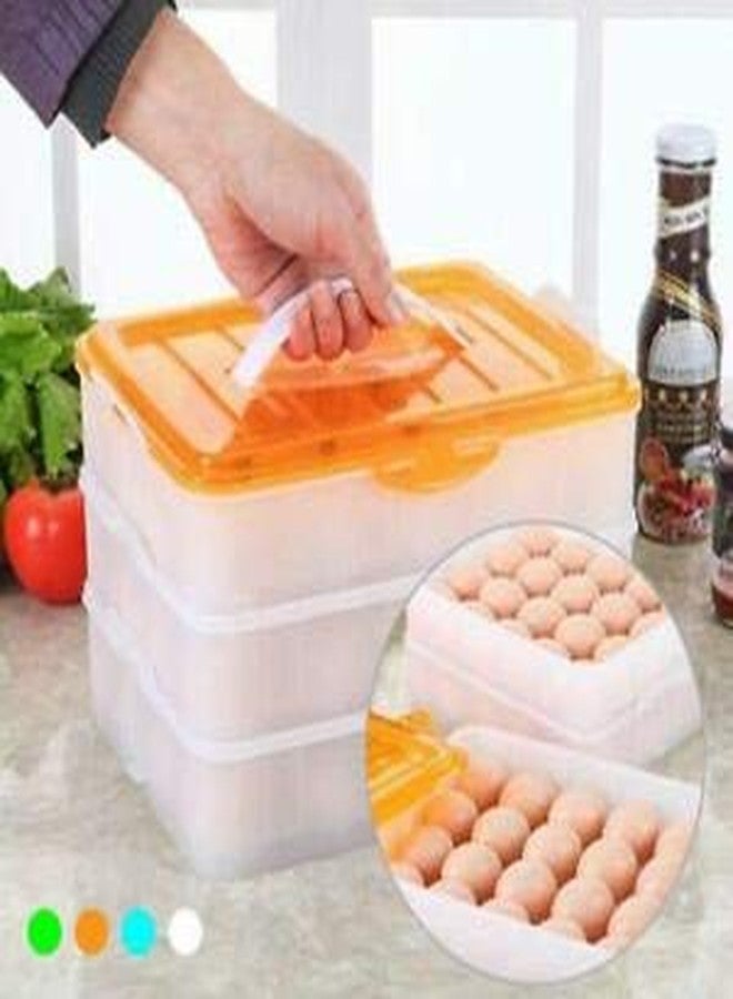 CPEX Plastic 3 Layer Airtight 72 Eggs Storage Box for Home, Kitchen, Fridge with Handle (Multicolor) - Image 4